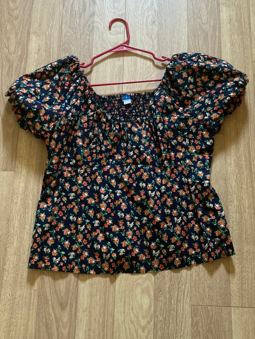 Old Navy Babydoll Top Women's XL Ditsy Floral Smocked Back Peasant Cottagecore
